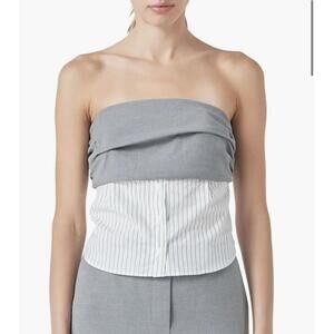 Grey Lab By Anthropologie Women’s Strapless Top - NWT - Grey And Pin Striped